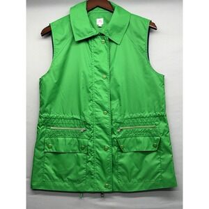 Peter Millar Womens Green Utility Vest Size M  Zip Snap Pockets Lightweight